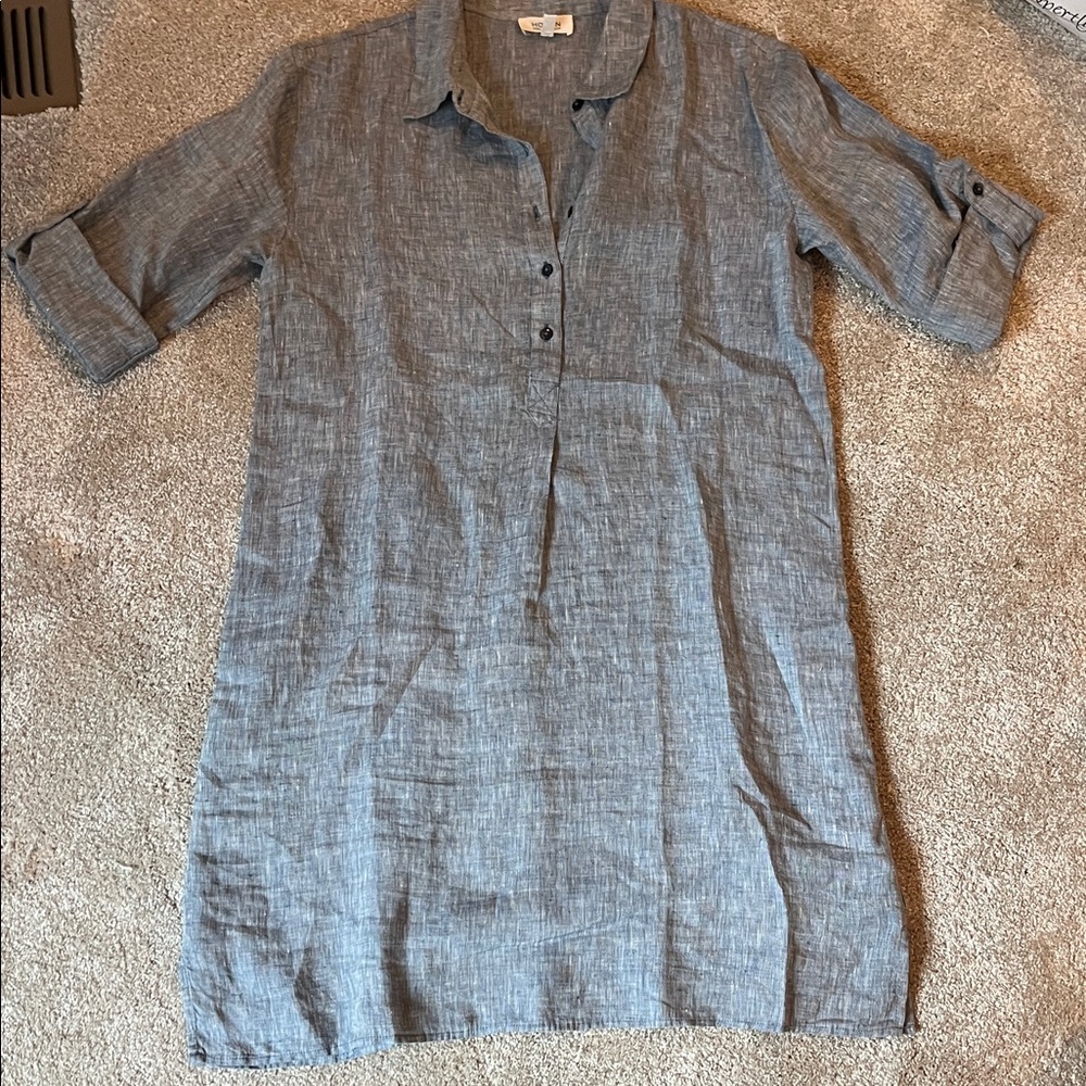 Casual Gray Linen Dress